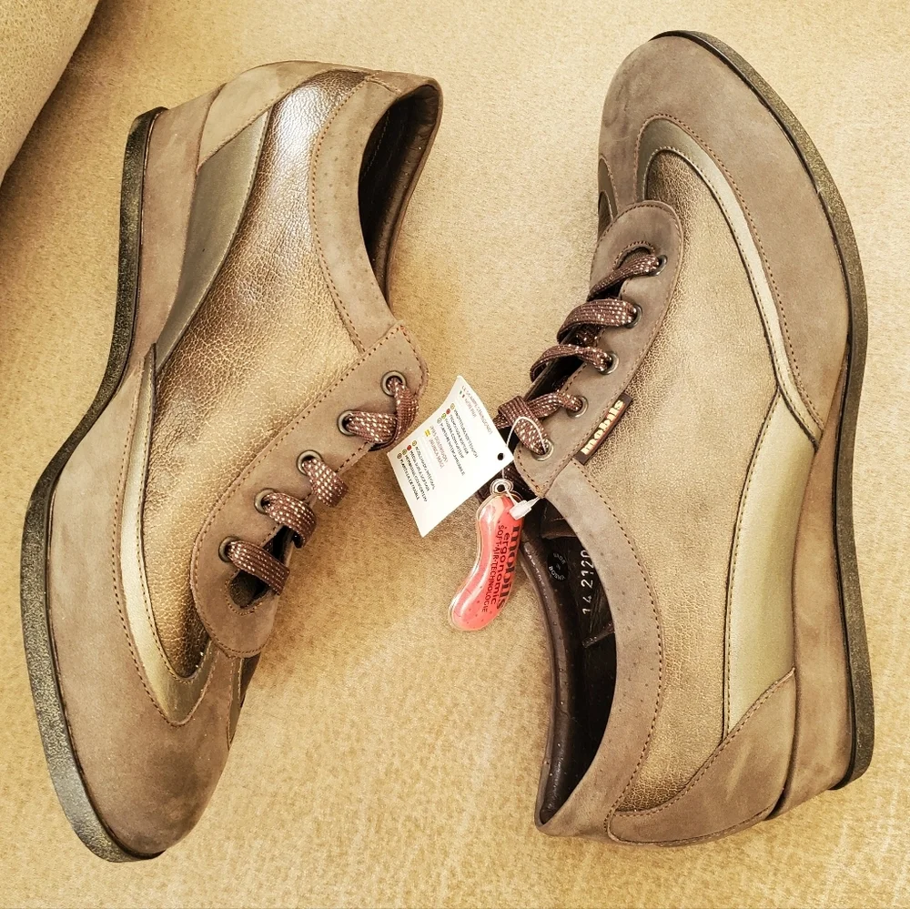 Mephisto Mobils Leather Virina - Grey Wedge Sneaker Size 10 Womens